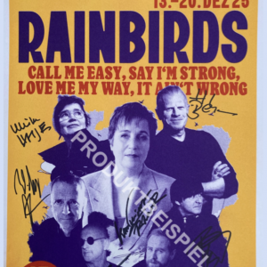 Kunstdruck des Plakats zum RAINBIRDS-Auftritt am 15.12.2025 im ZAKK-Düsseldorf, signiert